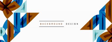 Abstract geometric shapes, blue, brown, white. Modern design elements create dynamic visual texture. Minimalist style, clean lines.