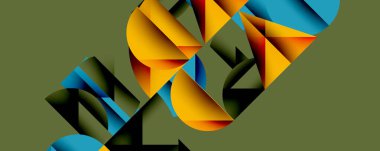 Abstract geometric shapes overlap, creating vibrant colorful composition. Soft gradients enhance visual depth, modern aesthetic.