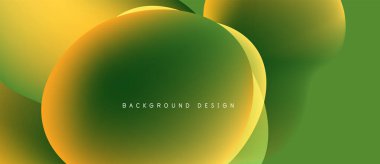 Abstract fluid shapes blend, creating vibrant yellow, green gradients. Modern design evokes organic forms, smooth transitions.