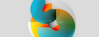 Abstract colorful shapes overlap, creating dynamic visual effect. Modern design elements present clean aesthetic. Background features gradients, curves.