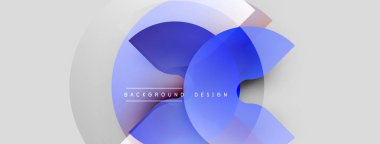 Abstract blue design features overlapping circles, gradients. Modern, clean aesthetic suitable for backgrounds, presentations. Minimalist style.