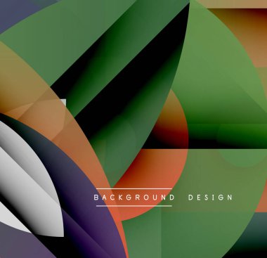 Soyut geometrik şekiller örtüşür, dinamik görsel kompozisyon yaratır. Renkler harmanlanır, modern arkaplan tasarımı oluşturulur.