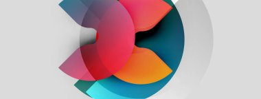 Soyut tasarım özellikleri üst üste binen renkli daireler, dinamik görsel efektler yaratır. Yumuşak eğimler, modern estetik..