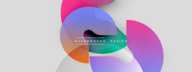 Soyut renkli şekiller örtüşür, dinamik görsel efekt yaratır. Modern tasarım elementleri yenilik ve akıcılık öneriyor. Arkaplan değişkenleri, metin.