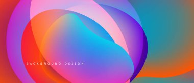 Soyut renkli örtüşen şekiller canlı bir zemin oluşturur. Pembe, mavi ve turuncu renklerin karışımı. Modern tasarım ögesi.