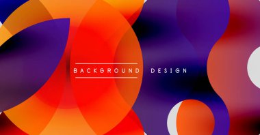Soyut renkli çakışan daireler dinamik arkaplan oluşturur. Gradyan renkler harmanlanarak modern tasarım ögesini oluşturur.