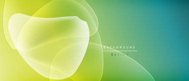 Soyut arkaplan özellikleri akan şekiller, gradyanlar. Turkuazda sarı geçişler. Metin elemanları mevcut olan minimalist tasarım.