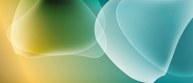 Soyut akış şekilleri sarı, yeşil ve deniz mavisi renklerini harmanlıyor. Yumuşak gradyanlar dinamik görsel doku oluşturur. Yumuşak kıvrımlar hareketi, enerjiyi gösterir.