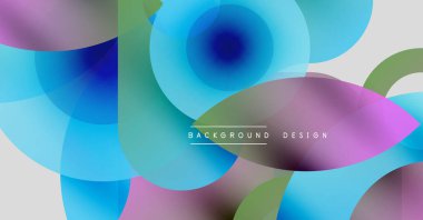 Soyut renkli şekiller çakışıyor. Gradyan renkler dinamik görsel efekt yaratır. Modern tasarım ögeleri pürüzsüz geçişler sunar.