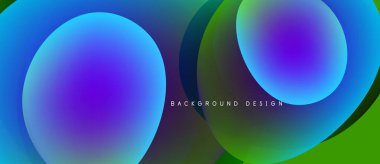 Soyut renkli arkaplan. Gradyan şekiller örtüşüyor, dinamik görsel etki yaratıyor. Sancaklar ve sunumlar için modern tasarım uygun.