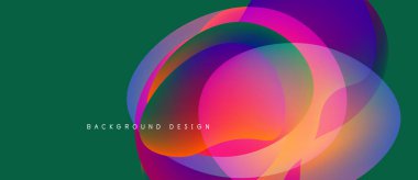 Soyut renkli çakışan daireler canlı bir tasarım yaratır. Yeşil arka plan kontrastı sağlar, modern estetik. Basit metin arkaplan tasarımı okur.