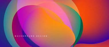 Soyut renkli çakışan daireler canlı bir gradyan arkaplan oluşturur. Modern tasarım, pürüzsüz geçişler, dinamik kompozisyon.