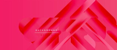 Soyut geometrik şekiller canlı pembe arka planla örtüşür. Modern tasarım elementleri dinamik görsel doku oluşturur. Minimalist estetik.