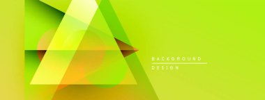 Soyut geometrik şekiller örtüşür, parlak sarı ve yeşil renkler yaratır. Arkaplan, pankart ve sunumlar için modern tasarım ögesi.
