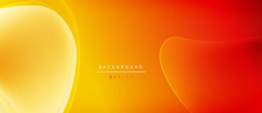 Soyut arkaplan düz kıvrımlar, sıcak renkler içerir. Sarı turuncudan turuncuya geçiş, kırmızı renkler tasarımda baskın. Minimalist metin mevcut.