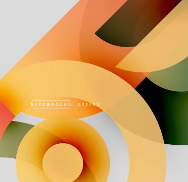 Soyut geometrik şekiller örtüşüyor, canlı renk geçişleri yaratıyor. Modern tasarım elementleri dinamik bileşimi önerir.