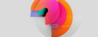 Soyut renkli çakışan daireler dinamik arkaplan oluşturur. Modern tasarım gradyanlar, şekiller, canlı renkler içerir.