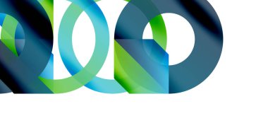 Soyut tasarım özellikleri üst üste biniyor. Yeşil, mavi renkler dinamik görsel efekt yaratır. Minimalist kompozisyon, temiz çizgiler modern estetik sunar.