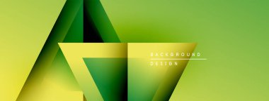 Soyut geometrik şekiller üst üste binerek katmanlı yeşil, sarı gradyanlar oluşturur. Metin arkaplan ögesini gösteren minimalist tasarım.
