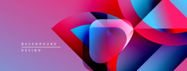 Soyut renkli katmanlar dinamik görsel efekt yaratır. Mor arkaplan canlı şekilleri, modern tasarım elementini geliştirir.