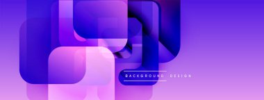 Soyut mor katmanlar modern arkaplan oluşturur. Gradyan şekiller örtüşüyor, dinamik bileşim oluşturuyor. En küçük metin ince markalaşma ögesi ekler.