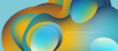 Soyut sıvı şekilleri örtüşür ve canlı renk değişimleri yaratır. Mavi, turuncu, sarı renkler kusursuz bir şekilde harmanlanır. Modern tasarım ögesi.