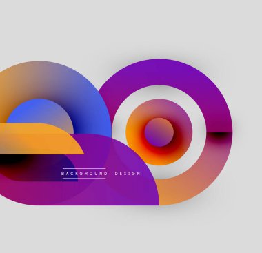 Soyut renkli şekiller çakışıyor. Gradyan renkler harmanlanarak, dinamik görsel efekt yaratır. Modern tasarım ögeleri pürüzsüz geçişler sunar.