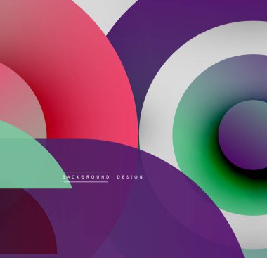 Soyut renkli şekiller dinamik kompozisyon oluşturur. Gradyanlar renk karışımı, modern görsel deneyim sunar.