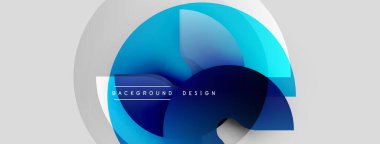 Soyut mavi şekiller üst üste binerek dinamik bileşim oluşturuyor. Modern tasarım elementleri teknoloji, yenilik, akıcılık öneriyor. Işık eğimleri görsel cazibeyi artırır.