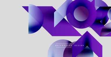 Soyut mor şekiller beyaz arkaplanla örtüşür. Modern tasarım, gradyanlar, eğriler, geometrik formlar içerir. Minimalist estetik.