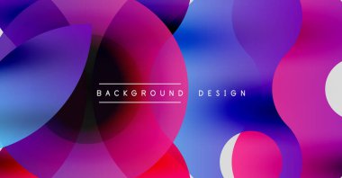 Soyut renkli çemberler örtüşüyor ve canlı bir arkaplan oluşturuyor. Modern tasarım gradyanlar, pembeler, maviler, morlar içerir. Metin arkaplan tasarımı okur.