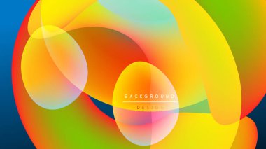 Canlı örtüşen şekiller dinamik renkli arka plan yaratır. Düz gradyanlar modern estetik sunan renkleri harmanlarlar.