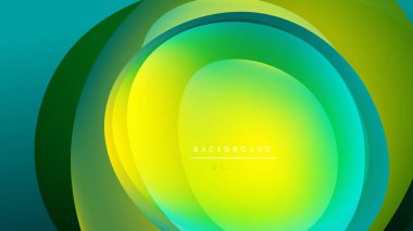 Soyut katmanlar canlı bir değişim etkisi yaratır. Dairesel şekiller, sarı, yeşil, turkuaz renkler ile koyu arkaplanı harmanlarlar. Modern tasarım ögesi.