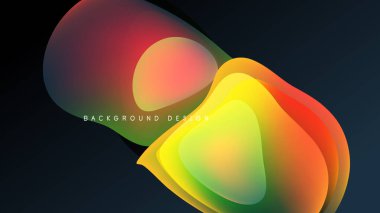 Soyut renkli şekiller örtüşür, dinamik görsel efekt yaratır. Gradyan renkler harmanlanarak modern tasarım ögesini oluşturur.