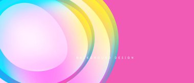 Soyut renkli katmanlar dinamik bir eğilim yaratır. Pembe arka plana hükmediyor, kıvrımlar hareketi, modern tasarım elementini öneriyor.