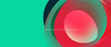 Soyut geometrik şekiller, canlı renkler, modern tasarım. Turkuaz, kırmızı, siyah gradyanlar dinamik görsel efekt yaratır. Arkaplan ögesi.