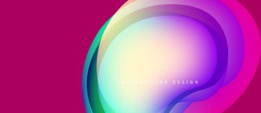 Soyut renkli tasarım. Üst üste binen çemberler canlı gradyanlar yaratır. Pembe arkaplan karşıtlık ve modern estetik sağlar.