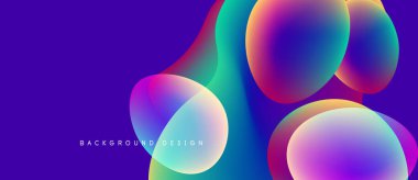 Soyut renkli baloncuklar mor arka planla örtüşüyor. Modern tasarım elementleri canlı görsel deneyimler yaratır. Pürüzsüz gradyanlar estetik cazibeyi artırır.