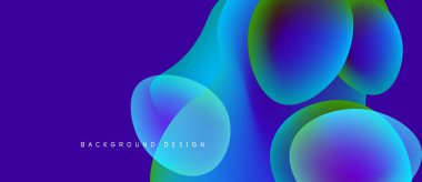 Soyut canlı kabarcıklar mor arka planda örtüşüyor. Modern tasarım pürüzsüz eğimlere ve dinamik bileşimlere sahiptir. Renkler kusursuz bir şekilde harmanlanarak görsel ilgi yaratıyor.