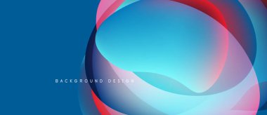 Soyut arkaplan özellikleri üst üste binen renkli çemberler. Mavi baskın, kırmızı, pembe, beyaz gradyanlar tarafından aksanlı. Modern tasarım ögesi.