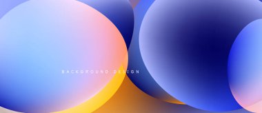 Soyut çakışan daireler, canlı renkler, modern tasarım. Gradyan renkler dinamik görsel efekt yaratır. Pürüzsüz şekiller akıcılığı işaret eder..