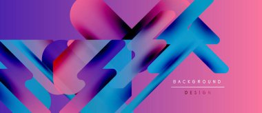 Soyut şekiller örtüşüyor, canlı gradyanlar yaratıyor. Pembe, mor, mavi renkler dizaynda baskın. Modern estetik, dinamik kompozisyon.