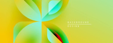 Soyut çiçek tasarımı. Canlı gradyanlar sarı, yeşil, kırmızı renkleri harmanlarlar. Modern arkaplan sunumlar ve markalaşma için mükemmel.