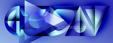 Soyut mavi tasarım geometrik şekiller, gradyanlar, dinamik çizgiler içerir. Modern estetik, arka planlar ve sunumlar için uygun..