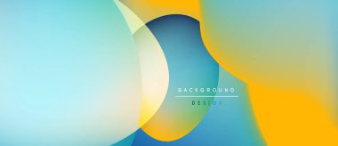 Soyut sıvı şekiller harmanlanarak canlı renk değişimleri yaratır. Mavi, sarı renkler dizaynın baskın rengidir. Hareketi ve enerjiyi işaret eder. Mevcut en küçük metin.