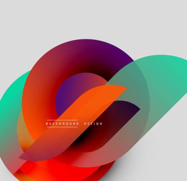 Soyut renkli çakışan daireler dinamik görsel efekt yaratır. Modern tasarım, gradyanlar, pürüzsüz geçişler canlı bileşimler sunar.