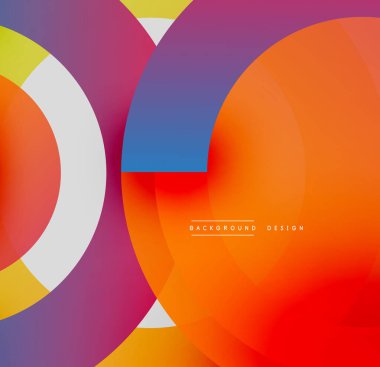 Soyut renkli daireler, dinamik modern tasarım yaratarak örtüşüyor. Gradyan gölgeler düzgün bir şekilde harmanlanarak canlı görsel deneyimler sunar..