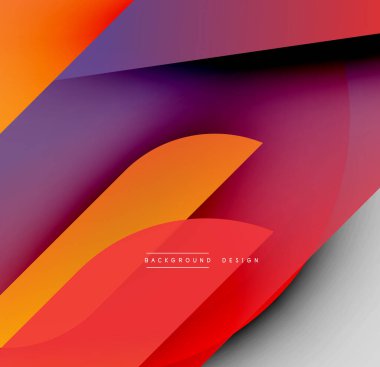 Soyut eğimler dinamik şekiller yaratır. Canlı turuncu, mor, kırmızı renkler düzgün bir şekilde harmanlanır. Arka planlar için modern tasarım ögesi.