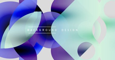 Soyut kompozisyon. Üst üste binen daireler, canlı renkler, modern estetik. Yumuşak gradyanlar dinamik görsel efekt yaratır. Minimalist tasarım.