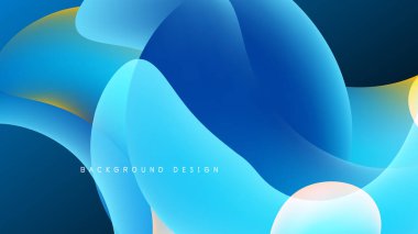 Soyut sıvı şekilleri, canlı maviler, sarılar. Karanlık arka planda dinamik kompozisyon. Modern tasarım ögesi, pürüzsüz gradyanlar.